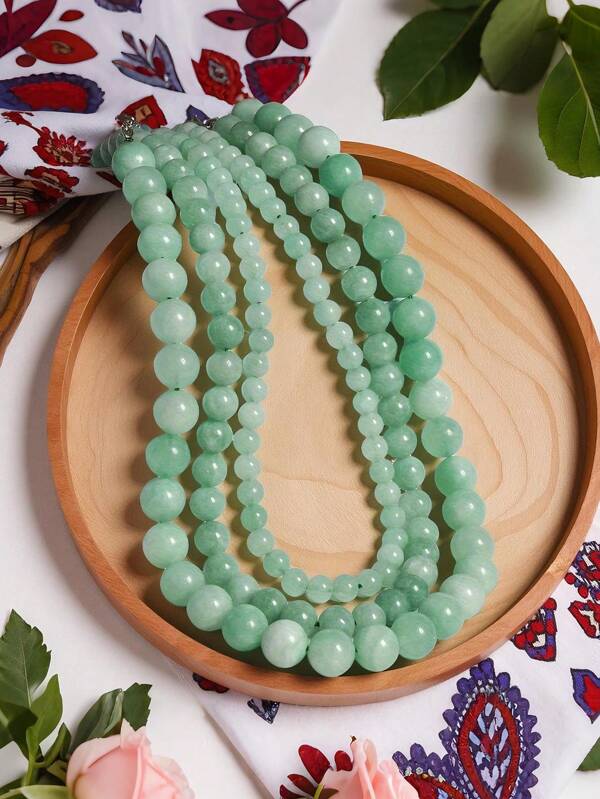 1 Set Vintage Handmade Beaded Necklace, Simple And Fashionable Bead Necklace & Choker Suitable For Daily Wear For Women