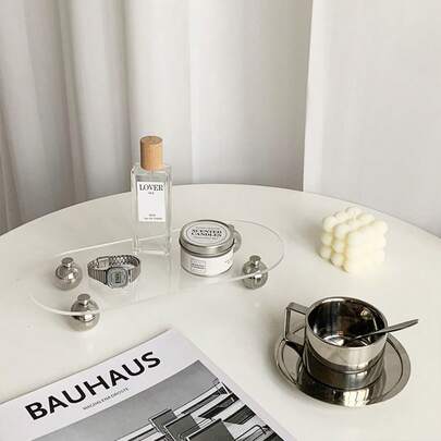 1 件亚克力透明电镀彩色底座托盘，家居香氛、香水、化妆品展示和收纳盒