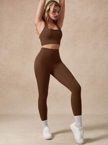 NcmRyu 1 Set Women High Stretch Yoga Pilates Running Training Casual Sports Suit