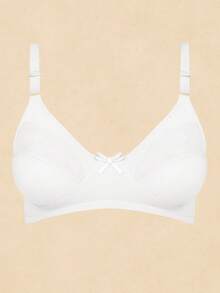 Plus Size Bra Without Reinforced Pads Satin Support - White - View 3