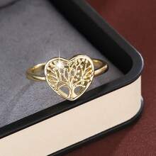 1 pieza Anillo de mujer con diseño de árbol de Navidad en forma de corazón elegante, regalo navideño - Multicolor - Ver 10