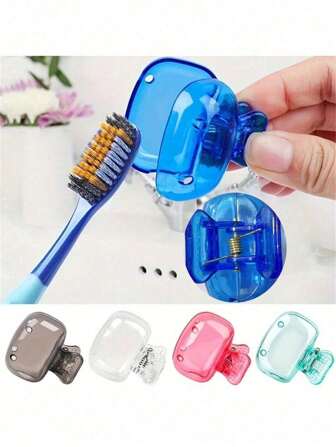 1pc/2pcs/5pcs Household Toothbrush Holder, Portable Travel Toothbrush Dust Cover Storage Box, Portable Toothbrush Head Protection Clip, Toothbrush Storage Clip Travel Essential Toothbrush Protective Cover Portable Toothbrush Box Home Bathroom Decor Summer Back To School