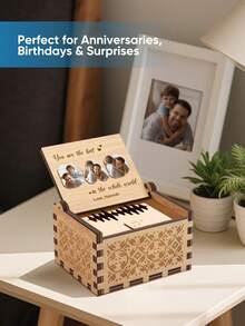 1个定制音乐盒 - 个性化激光雕刻木质纪念品，可雕刻照片和温馨寄语，父亲节礼物，夏季节日礼物，送给爸爸、爷爷的独特礼物，周年纪念礼物，纪念礼物，床头记忆盒，致敬无条件的爱，送给丈夫的礼物，送给情侣、父母、祖父母、他的礼物，家居装饰，床头柜配件 - 爸爸 - 查看 4