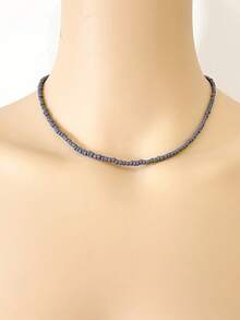 1 chiếc vòng cổ choker đính hạt thời trang Bohemian - Xám - Xem 3
