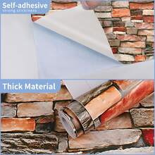 1 Roll Vintage Industrial Self-Adhesive Wallpaper, Brick Wall Decor, Peel And Stick Vinyl Contact Paper, 17.71inch Width, Waterproof & Removable, Modern Room Decor, Perfect For Kitchen Living Room Bedroom Bathroom, Desk/Furniture Makeover Home Decor - Multicolor - View 7