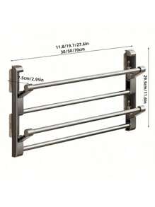 壁挂式拖鞋架 - 铝制，无需钻孔，双层浴室和卫生间鞋子收纳架，带排水功能，节省空间的可折叠设计