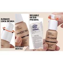 ABRUS ®   - Phoera Foundation Makeup, Full Coverage, Soft Matte Oil Control Concealer, Liquid Foundation, Long Lasting 24HR Waterproof And Blendable 30ml (102 Nude) - 106 Warm Sun & Miếng bọt biển trang điểm - Xem 6