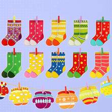 26/53pcs Children's Colorful Life Skills Matching Game - Mixed Color Educational Cognitive Toys, Paper Material, Suitable For Primary School And Kindergarten, Sock And Glove Pairing Game - Random Color Styles - Multicolor - View 5