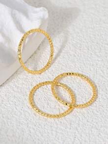 1 件经典简约 18K 镀金戒指，男女通用戒指，优雅百搭，非常适合日常通勤和特殊场合，是情侣、情人节、日常戒指的理想礼物|简约设计|耐用戒指。 - 金黃色 - 查看 5