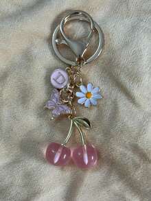 1个男女通用锌合金樱花蝴蝶钥匙扣，可爱动物吊坠，送给学生和朋友的绝佳礼物，可爱挂件，汽车配件，包包挂件，校园动物，可爱哥特风，Y2K风格