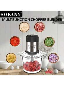 3L Stainless Steel Electric Meat Grinder, With 4 Sharp Blades, Can Grind Meat, Vegetables, Fruits And Nuts. SOKANY