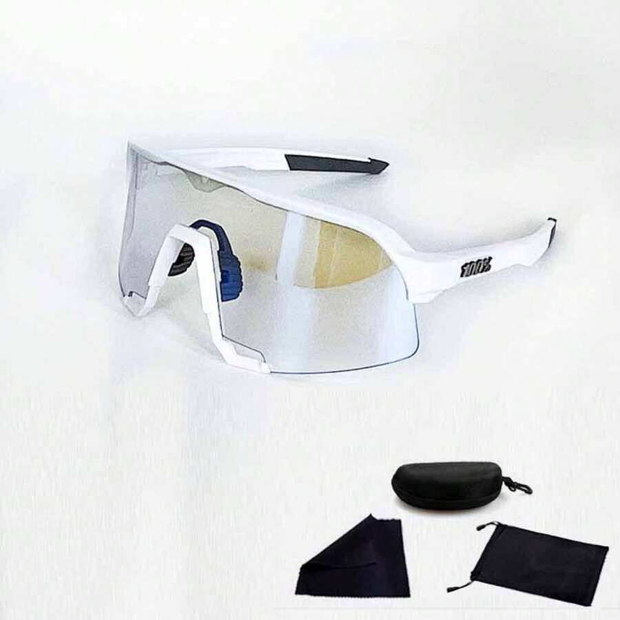 2025 New Fashion Men And Women Color-Changing Cycling Glasses – Windproof & Dustproof Outdoor Sports Goggles Running & Marathon Beach - White Frame Changes Color to Blue - View 1