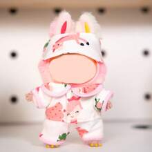 (Colocación de patrones al azar) Ropa solo para muñeca Labubu de 17 cm, Conjunto de pijama lindo, Ropa de muñeca de peluche Labobo con forma de corazón y macarrón, Compatible con Labubu - Multicolor - Ver 3