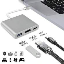 USB Hub 3 In 1 USB C To HDMI-Compatible USB 3.0 Docking Station Type-C To HDMI-Compatible Splitter HUB For  Air Converter - Bạc - Xem 5