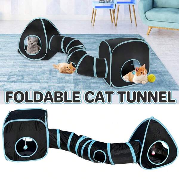 Collapsible Cat Tunnel Interactive Drill Bucket Fun Pet Toy For Cats Indoor Play