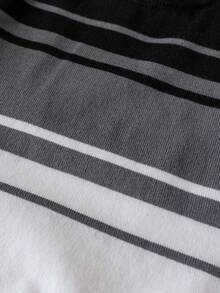 1pc Boys' School Style Color Block Striped Lightweight Knit Pullover Sweater, Suitable For Spring And Autumn - Black - View 6