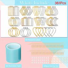 321/361/381Pcs Hollow Frame Resin Craft Bezels, Resin Open Frame, Resin Pendant Casting Mold, Geometric Hollow Molds For Pendants, Earring And Necklace Making Supplies, DIY Crafts - Hollow Frame - View 13
