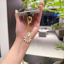 1pc Cartoon Daisy Keychain For Bags And Cars – Cute Daisy Charm Pendant, Lightweight Accessory For Daily Use, Charming Bag Decor And Car Key Holder, Whimsical Floral Accessory, Perfect Gift For Floral Lovers, Durable Keyring Accent, Compact Clip-On Design, Ideal For Backpacks, Purses, Desk Decor, And Travel Essentials - Multicolor - View 1