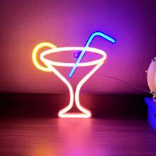 1 件鸡尾酒形 LED 霓虹灯，外星人，鸡尾酒 LED 灯适用于家庭卧室墙壁装饰，适用于房间、露营、酒吧、影响者直播、生日派对、求婚、情人节、母亲节、游戏室、家居装饰、派对装饰、圣诞节和其他节日装饰和礼物