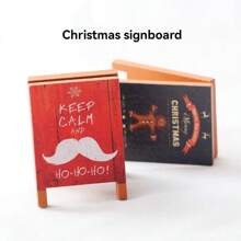 1pc Dollhouse Wooden Sign Mini Chalkboard, Christmas & Miniature Scene Prop, Birthday Gift, Tiny Cafe, Coffee Shop, Ice Cream Store Sign Accessory For DIY Home Decor Christmas Decorations Room Decor