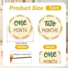 7pcs Wooden Baby Monthly Milestone Cards, Baby Months Signs Double-Sided Baby Growth Signs Monthly Discs Monthly Photo Props Monthly Markers For Baby Practical Supplies To Record Growth