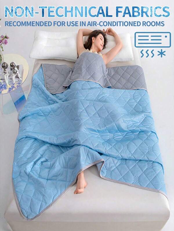 1 Piece Solid Color Cooling Blanket With Diamond Check And Floral Print, Minimalist Fashion / Cooling Material / Quilted Reinforced Edges / Provide Cool And Comfortable Touch For Hot Sleepers, Machine Washable Lightweight And Portable