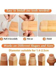 4/8/16/24pcs Chair Leg Floor Protectors, Furniture Pads For Hardwood Floors, Chair Leg Furniture Sliders, Silicone Chair Leg Covers, Prevent Floor Scratches And Reduce Noise, Suitable For Various Indoor Scenarios (Brown) No. 1. 4-2.5cm (0.551-0.984in) - Transparent Light Brown - View 6