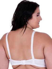 Plus Size Bra Without Reinforced Pads Satin Support - White - View 5