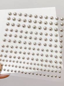 非穿孔假鼻环/鼻钉，银色，3-6毫米，夹式身体珠宝贴纸，适用于眉毛、嘴唇 - 白色 - 查看 4