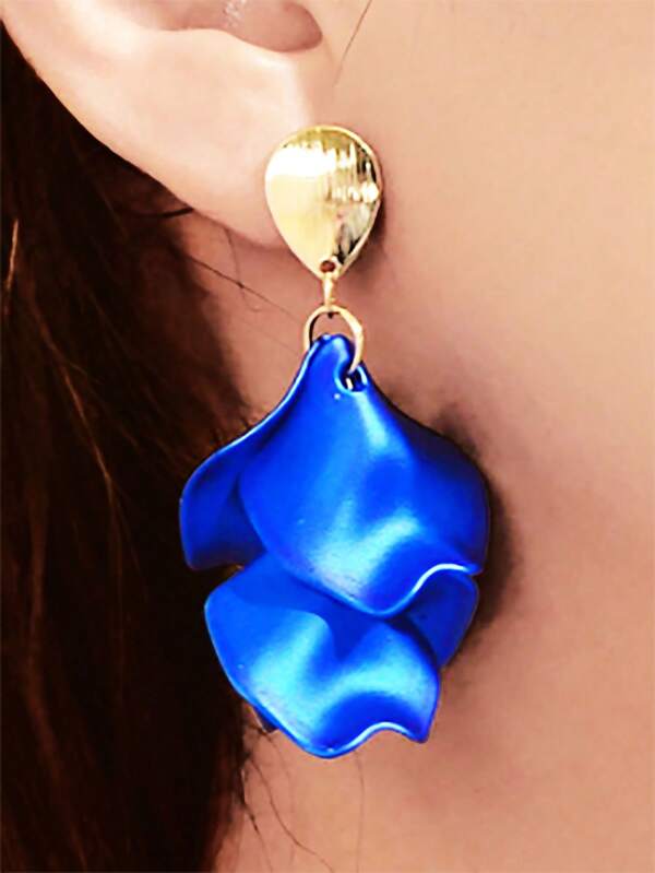 1 Pair Elegant Blue Floral Drop Earrings, Jewelry Accessories For Party, Ball, Social Gatherings