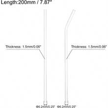 QYReusable Straws Glass Straw 4pcs 200x6.2mm Travel Tumbler Replacement Straw With One Cleaning Brush For Frozen Bubble Tea Drinks2216 - 200x6.2毫米 - 查看 2