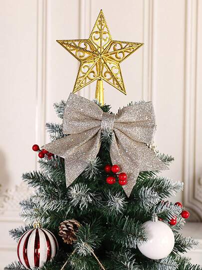 1pc Christmas Decoration, Glitter Bow Ornament, Large Bow For Christmas Tree, Holiday Decor Home Decor Christmas Decorations Room Decor Winter Christmas Decorations Home Christmas Gifts Christmas Decor