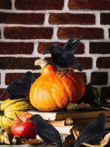 1/3/5 buah Model Gagak Hitam Halloween, Burung Palsu Realistis, Mainan Horor, Cocok untuk Dekorasi Rumah Pesta Halloween, Perlengkapan Horor - Hitam - View 4