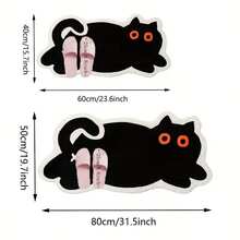 1pc Cute Black Cat Pattern Plush Non-Slip Absorbent Soft Shaggy Indoor Decorative Rug Carpet For Doorway, Bedside, Home Decor