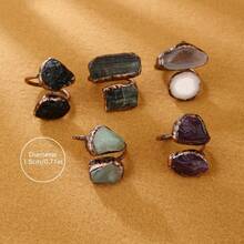 Adjustable Vintage Boho Chic Ring For Women - Thiên thạch đen - Xem 6