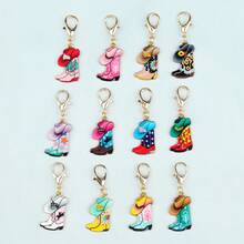 12pcs/24pcs Western Cowboy Hat & Boot Alloy Keychains ,Western-Themed Gifts For Birthday, Friendship, Party Favors, Bag Charms,Mini Keychain For Men And Women. Bag Accessories Lanyards With Id Holder Car Accessories