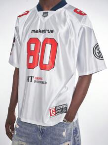 MT99 Sudadera deportiva de cuello en V MT99, con alta elasticidad y sin deformación, de manga corta en color blanco, con diseño estilizante de moda para ropa deportiva