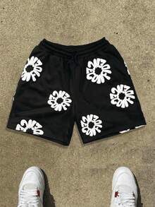 2025 Summer Beach Pants Casual Harajuku Y2 American 3D Printed Flower Shorts Vacation Outdoors Men Shorts Male Shorts - 黑色 - 查看 3