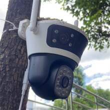 Cámara inteligente de tres en uno, una cámara de seguridad inalámbrica WiFi de 2.4G con tres lentes, función de disparo panorámico de 360°, visión nocturna, detección de movimiento, comunicación bidireccional, monitoreo remoto móvil, rotación PTZ, vigilancia inalámbrica de alta definición ajustable, adecuada para estacionamientos, empresas y hogares.