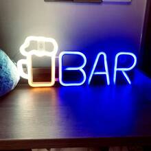 1 pezzo Luce a LED a forma di lettera "Bar", lampada alfabeto a luce bianca calda, combinazione di parole DIY BAR adatta per bar, taverna, festa, compleanno, campeggio, zona pranzo, corridoio, dormitorio, camera da letto, spuntino notturno, ristorante e scene di festa, decorazione per San Valentino, Festa della Mamma, Ognissanti, Natale e altre vacanze - funzionamento a batteria (batterie non incluse)