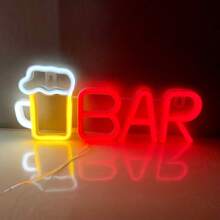 1 pezzo Luce a LED a forma di lettera "Bar", lampada alfabeto a luce bianca calda, combinazione di parole DIY BAR adatta per bar, taverna, festa, compleanno, campeggio, zona pranzo, corridoio, dormitorio, camera da letto, spuntino notturno, ristorante e scene di festa, decorazione per San Valentino, Festa della Mamma, Ognissanti, Natale e altre vacanze - funzionamento a batteria (batterie non incluse)