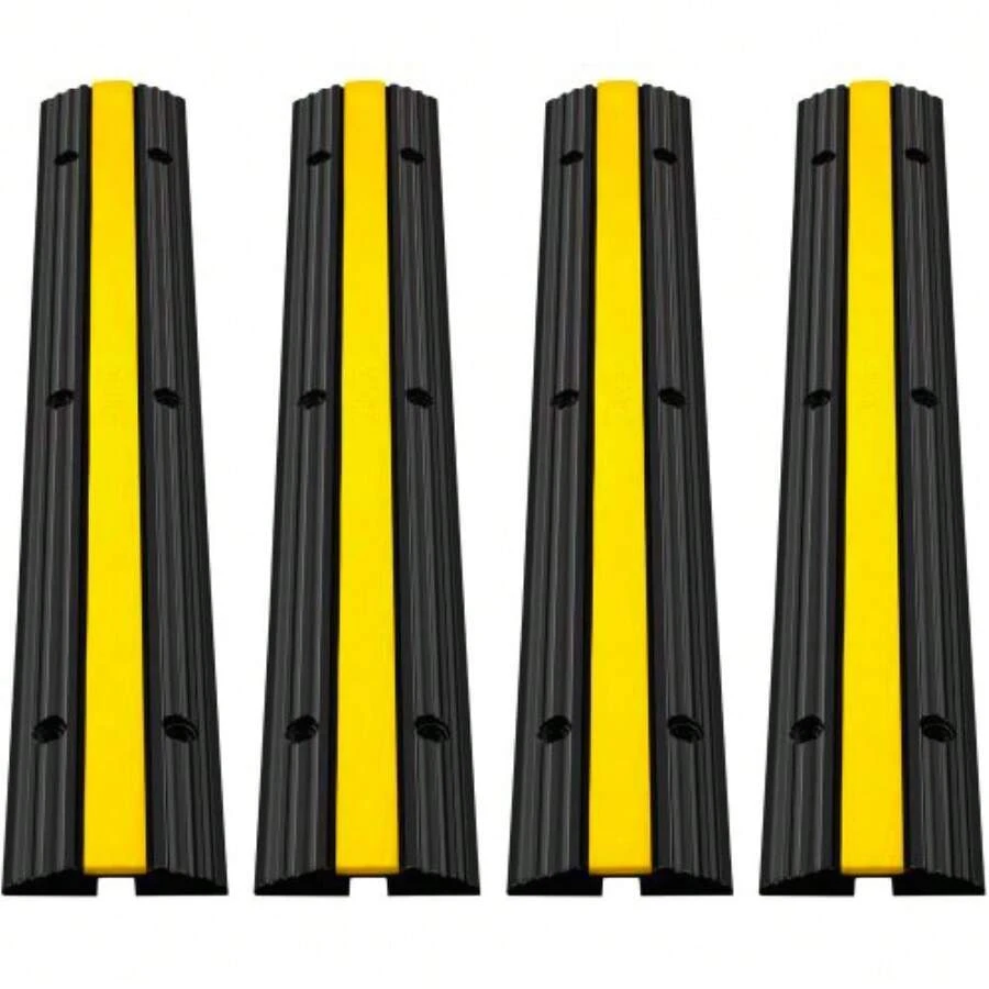 Heavy-Duty 18000lbs Single Channel Rubber Cable Protector - 4 Pack ...