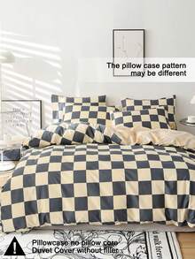 3pcs Checkerboard Pattern Duvet Cover Set (1 Duvet Cover And 2 Pillow Shams), Soft And Skin-Friendly, Suitable For All Seasons - Multicolor - View 4