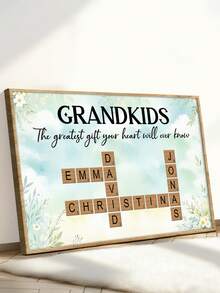 Personalized Grandkids Crossword Canvas Art, Custom Family Name Wall Decor, Gift For Grandma, Unique Grandkids Gift, Canvas Wall Art Decor - As Shown - View 7