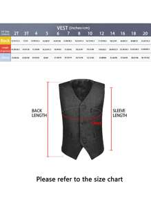 Boys Suit Vest Kids Formal Waistcoat Vest With Pockets Adjustable Back Strap Vest For Wedding Piano Performance Black Size 4-14Y