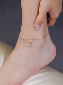 1 件 925 纯银美人鱼尾锆石吊坠优雅双层手链或脚链，适合女性日常佩戴、节日、派对礼物、珠宝