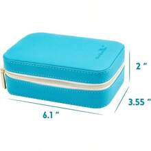 Small Travel Jewelry Organizers Box Women With PU Leather Portable Jewelry With Compartments Necklace Rings Earrings,Luxury Giftable Boxes.(Pearl White, S) - 藍綠色 - 查看 2