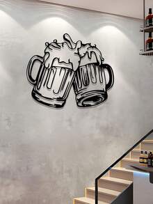 1pc Of "Cheers" Beer Glass Metal Wall Art, Metal Sign With Beer Glass Silhouette, Durable Indoor/Outdoor Wall Decoration, Suitable For Home, Bar, Cafe, Party, Restaurant, Kitchen, Etc., Perfect Gift For Beer Lovers, Halloween, Thanksgiving, Christmas Gift, Ideal Holiday Gift