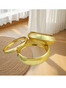 3 件时尚光泽几何简约手镯套装，适合女士