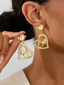 1對簡約時尚優雅的幾何螺旋非對稱耳環,適用於女性休閒穿著,歐式復古風格珠寶